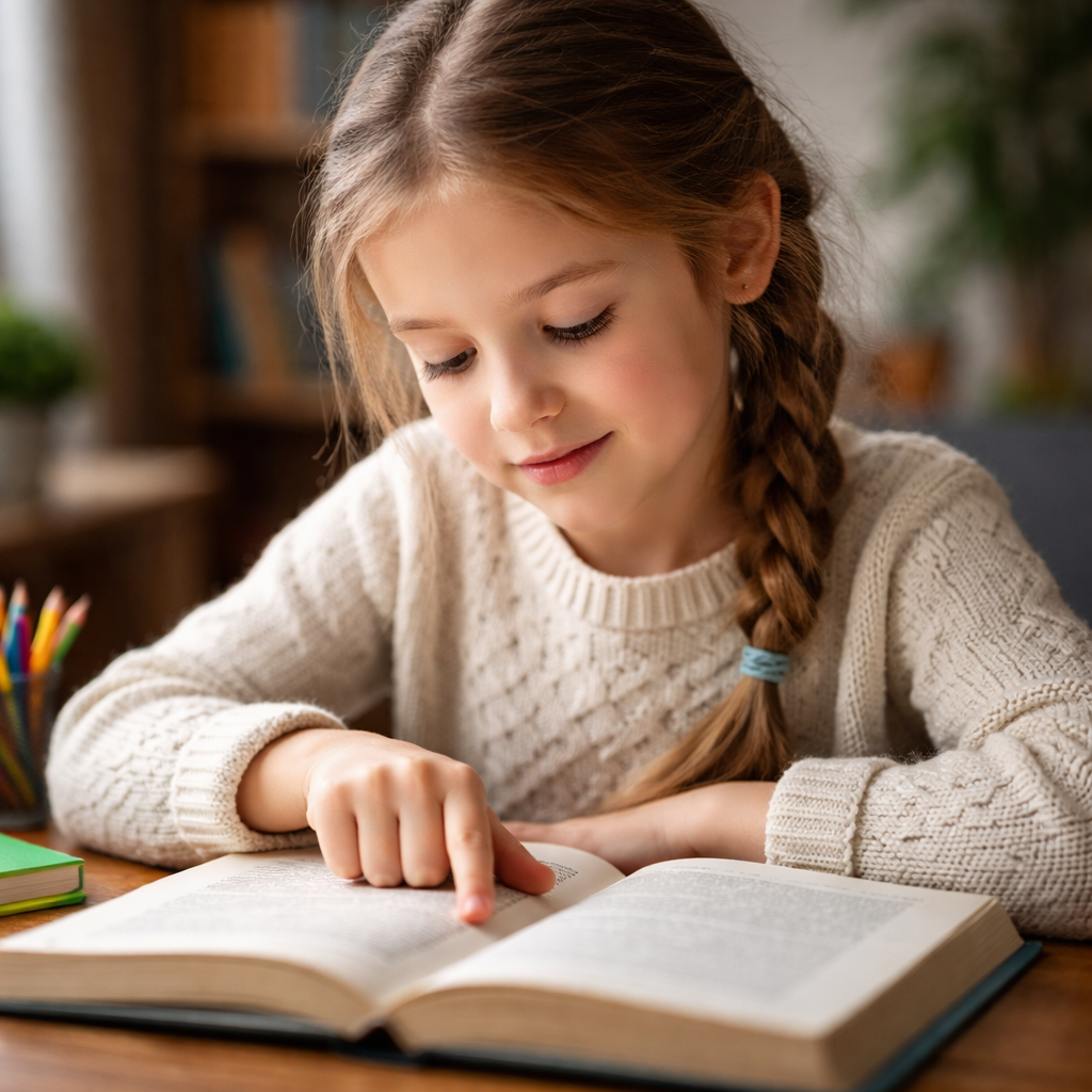 Девочка читает книгу